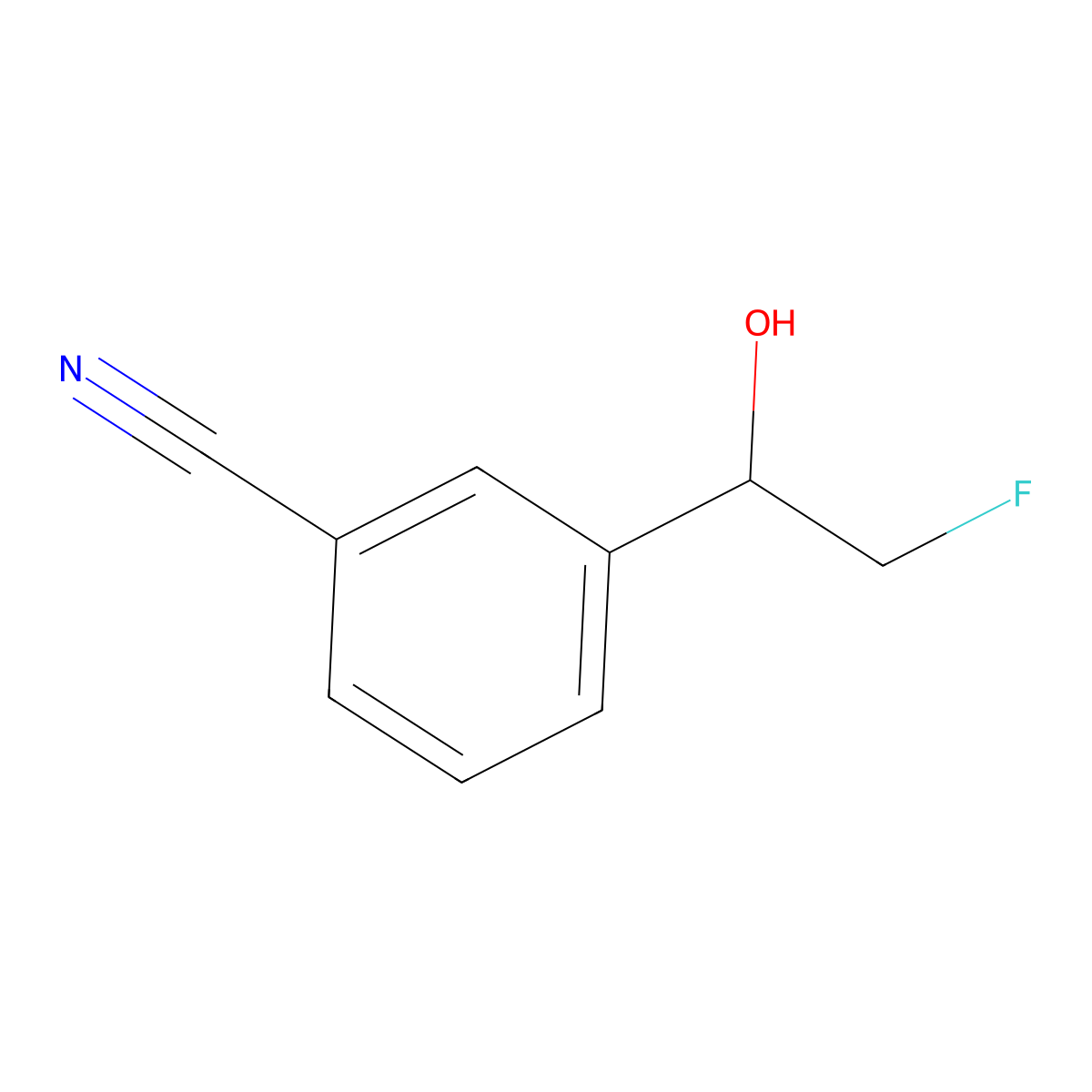 3-(2-Fluoro-1-hydroxyethyl)benzonitrile molecular structure, CAS 2173999-26-1