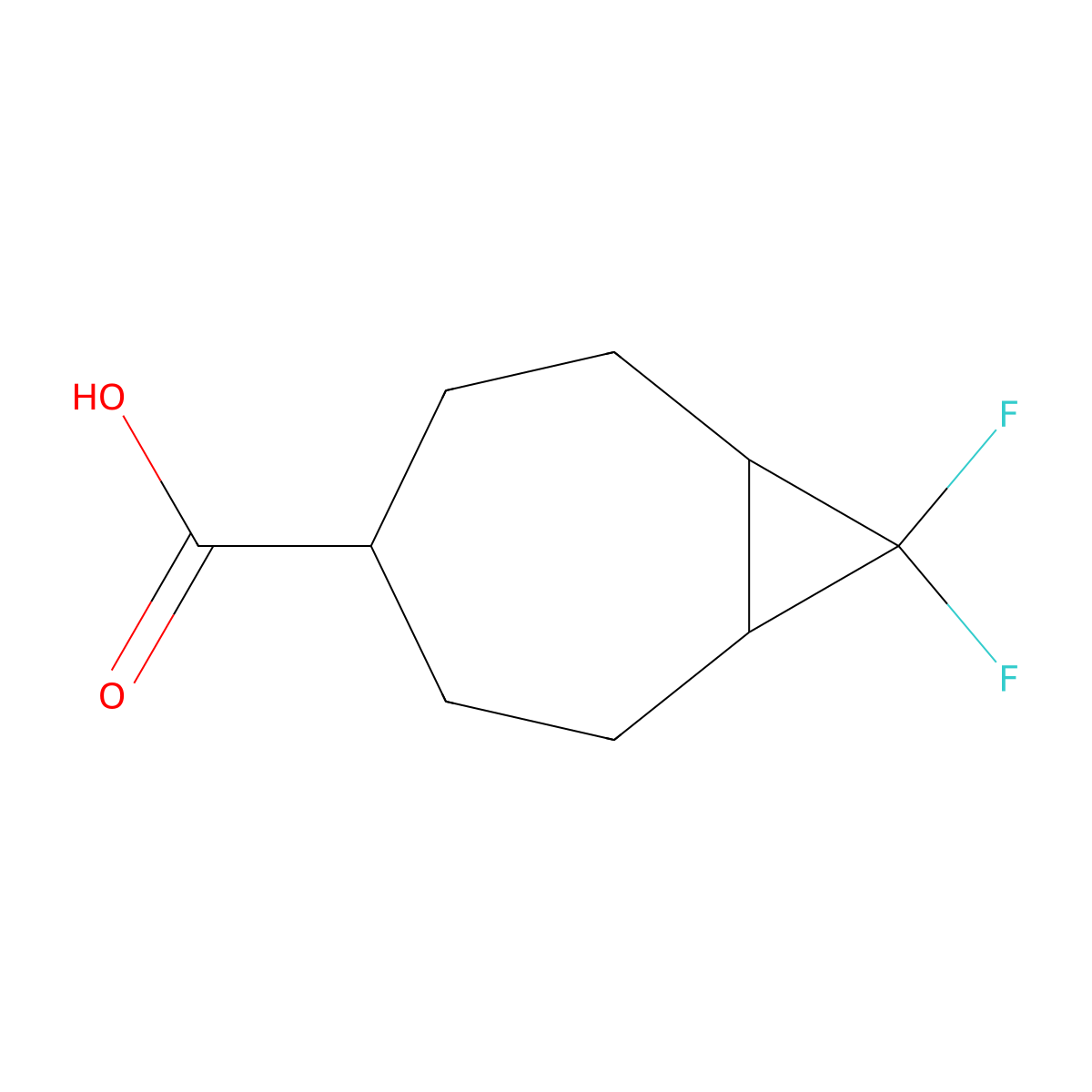 8,8-Difluorobicyclo[5.1.0]octane-4-carboxylic acid molecular structure, CAS 2173999-40-9
