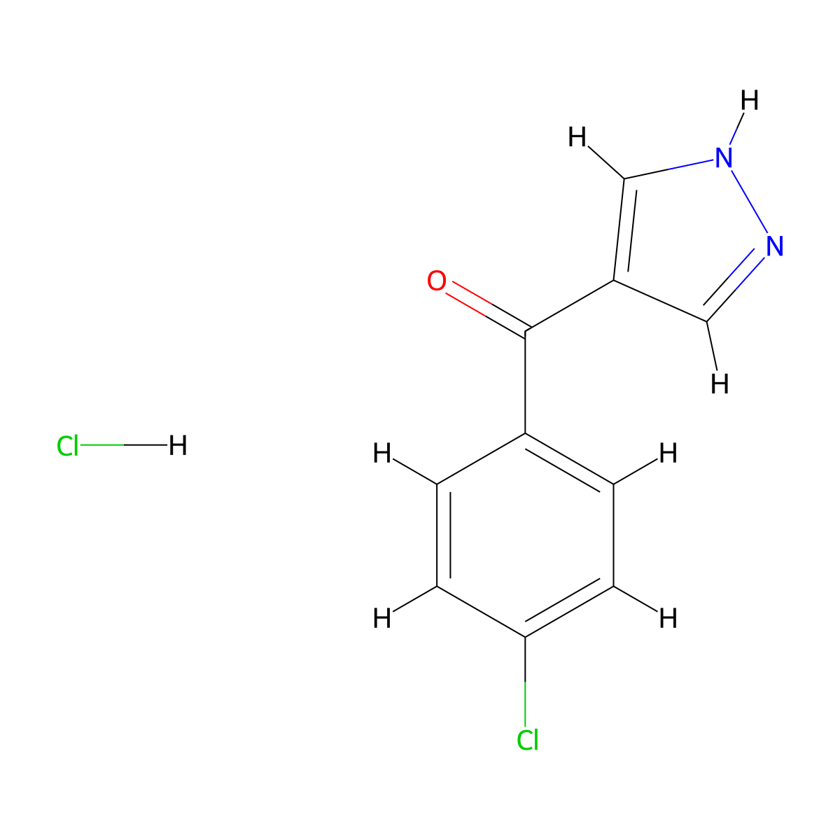 4-(4-chlorobenzoyl)-1H-pyrazole hydrochloride molecular structure, CAS 2173999-44-3