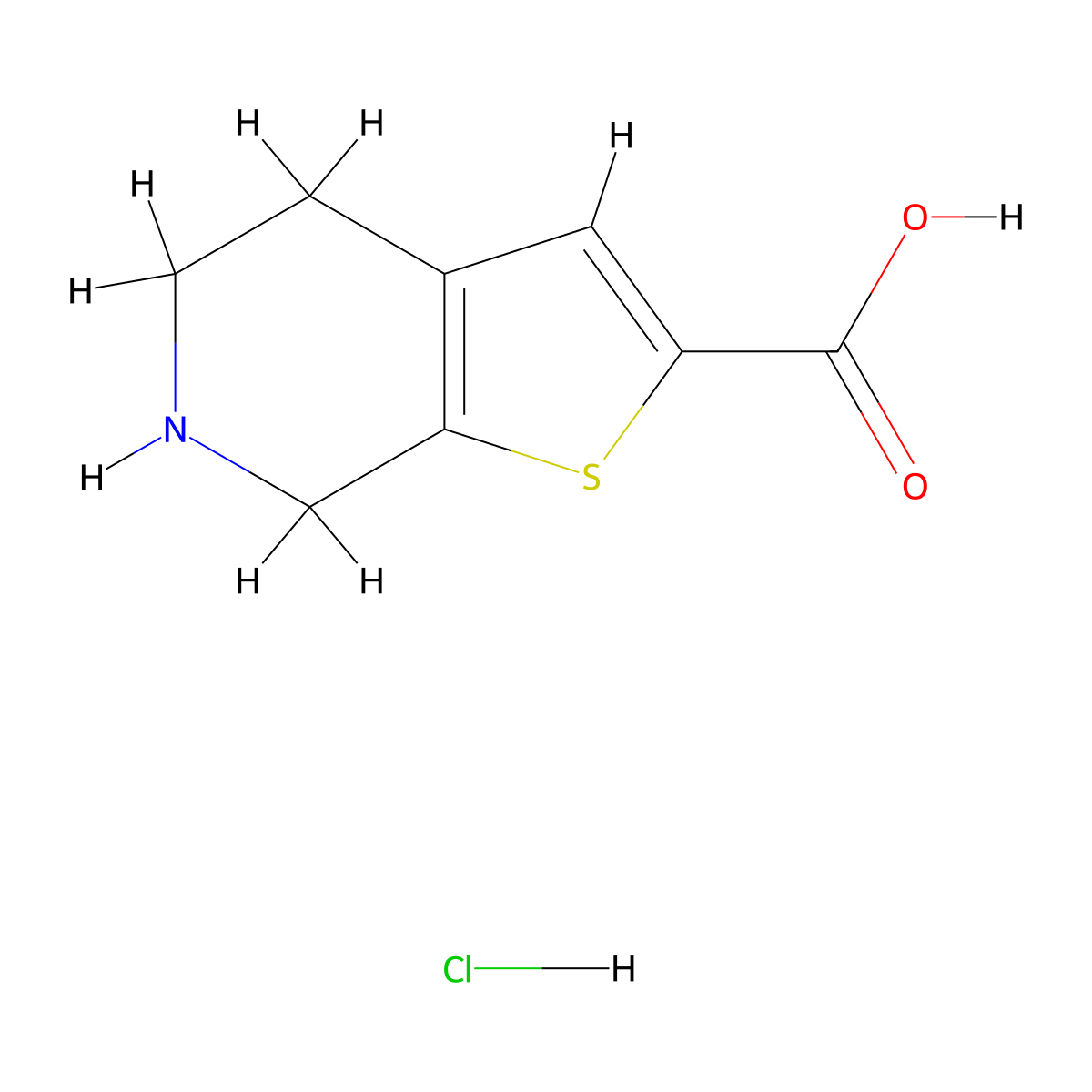 4H,5H,6H,7H-thieno[2,3-c]pyridine-2-carboxylic acid hydrochloride molecular structure, CAS 2173999-54-5