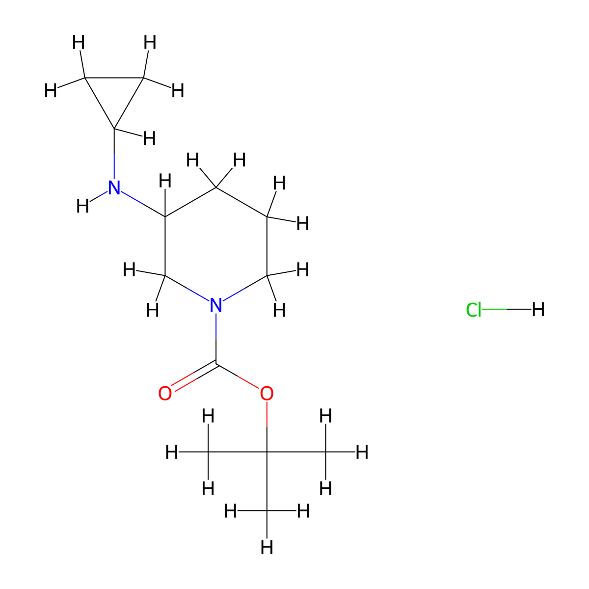 tert-Butyl 3-(cyclopropylamino)piperidine-1-carboxylate hydrochloride molecular structure, CAS 2173999-61-4