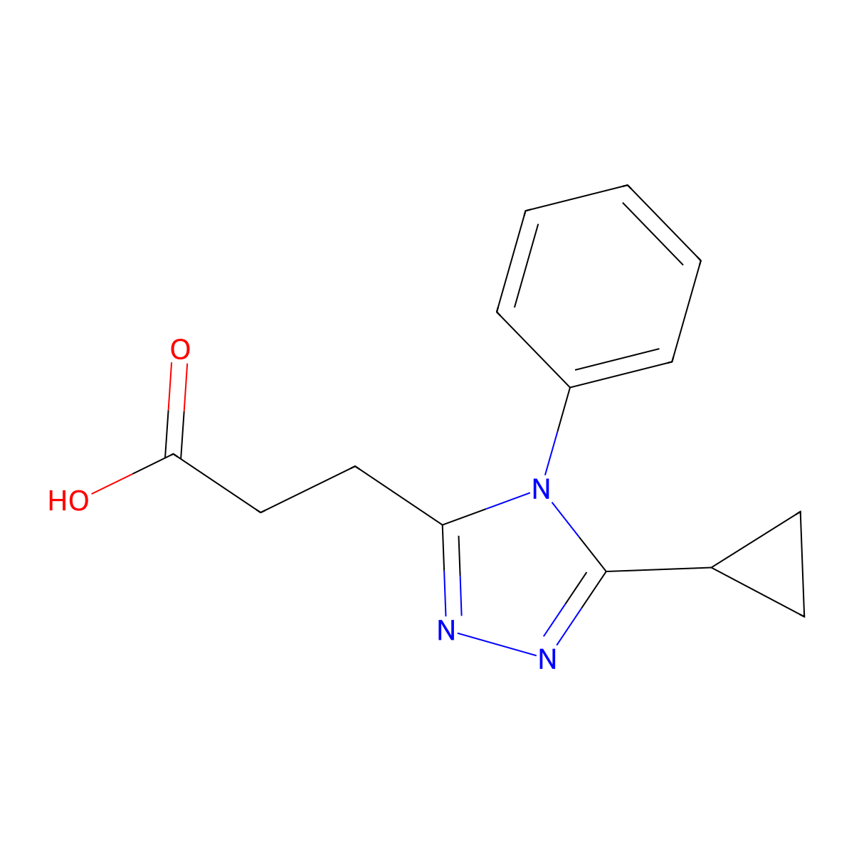 3-(5-cyclopropyl-4-phenyl-4H-1,2,4-triazol-3-yl)propanoic acid molecular structure, CAS 2173999-62-5