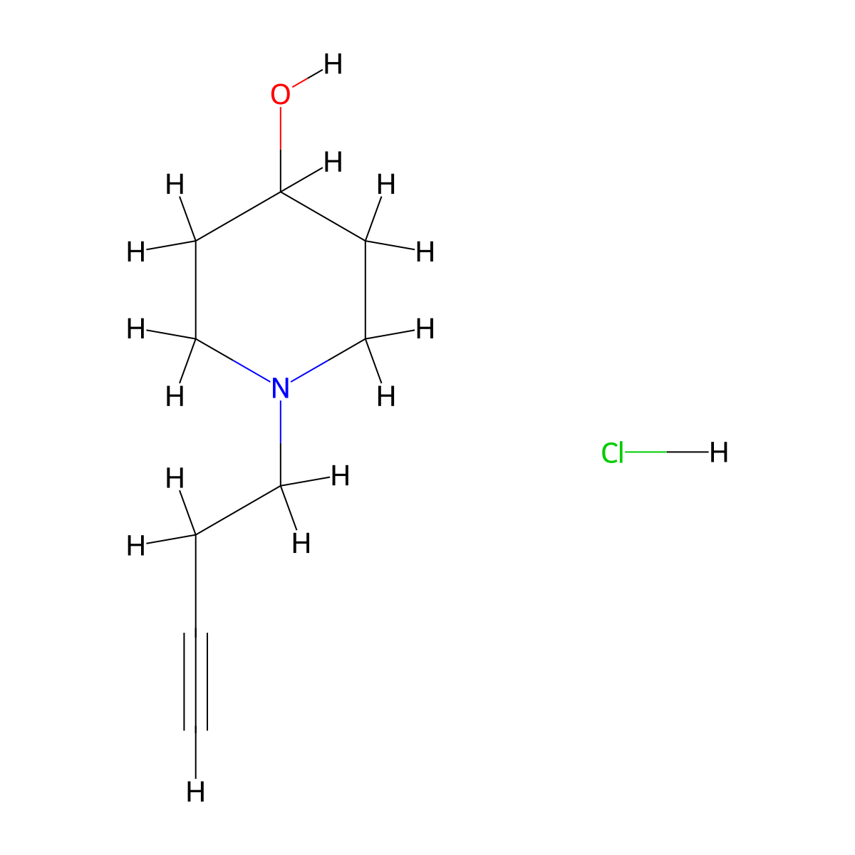 1-(But-3-yn-1-yl)piperidin-4-ol hydrochloride molecular structure, CAS 2173999-80-7