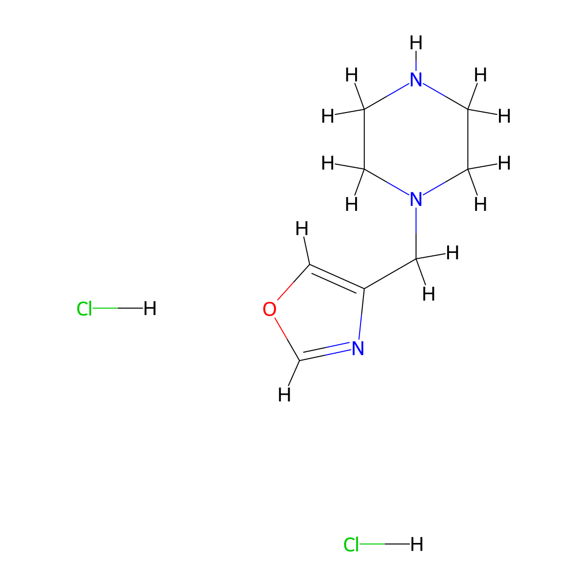 1-[(1,3-Oxazol-4-yl)methyl]piperazine dihydrochloride molecular structure, CAS 2173999-93-2