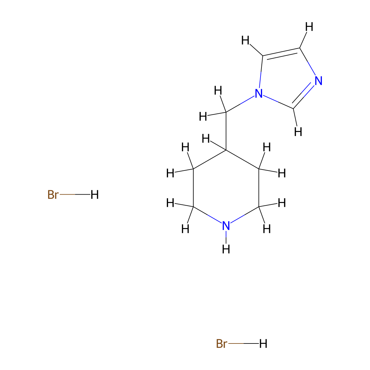 4-[(1H-imidazol-1-yl)methyl]piperidine dihydrobromide molecular structure, CAS 2173999-94-3