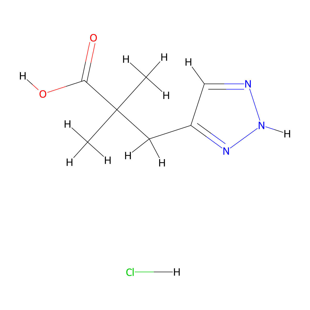 2,2-dimethyl-3-(1H-1,2,3-triazol-5-yl)propanoic acid hydrochloride molecular structure, CAS 2173999-98-7