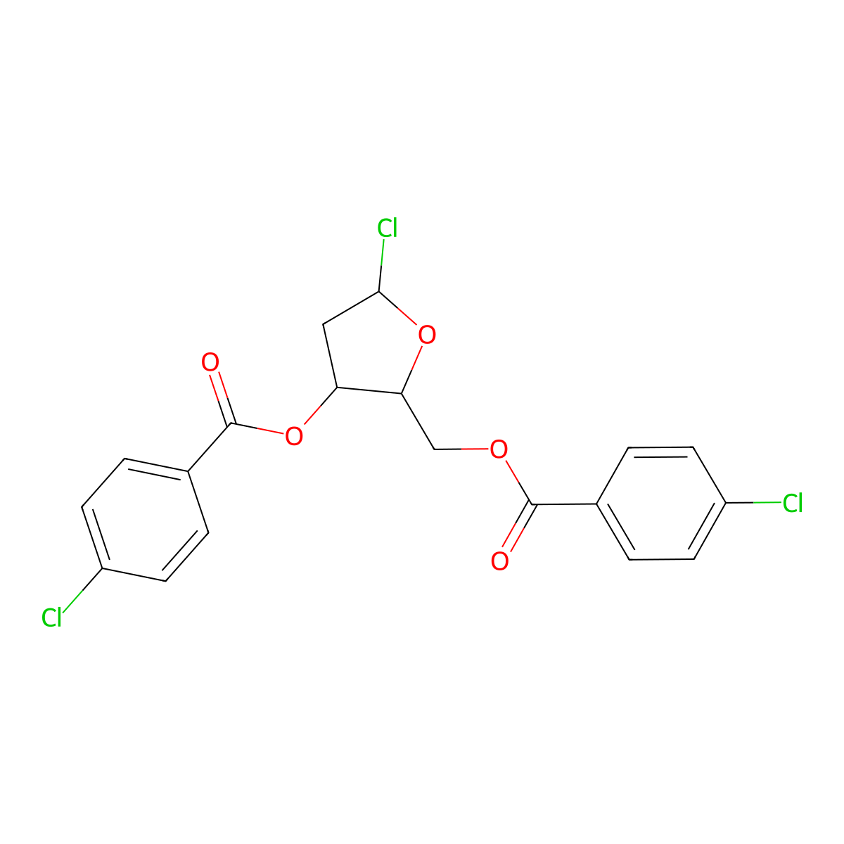 [5-Chloro-3-(4-chlorobenzoyl)oxyoxolan-2-yl]methyl 4-chlorobenzoate molecular structure, CAS 21740-23-8