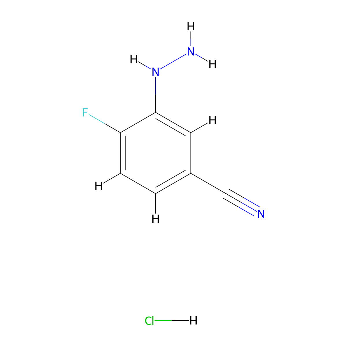 4-Fluoro-3-hydrazinylbenzonitrile hydrochloride molecular structure, CAS 2174000-01-0