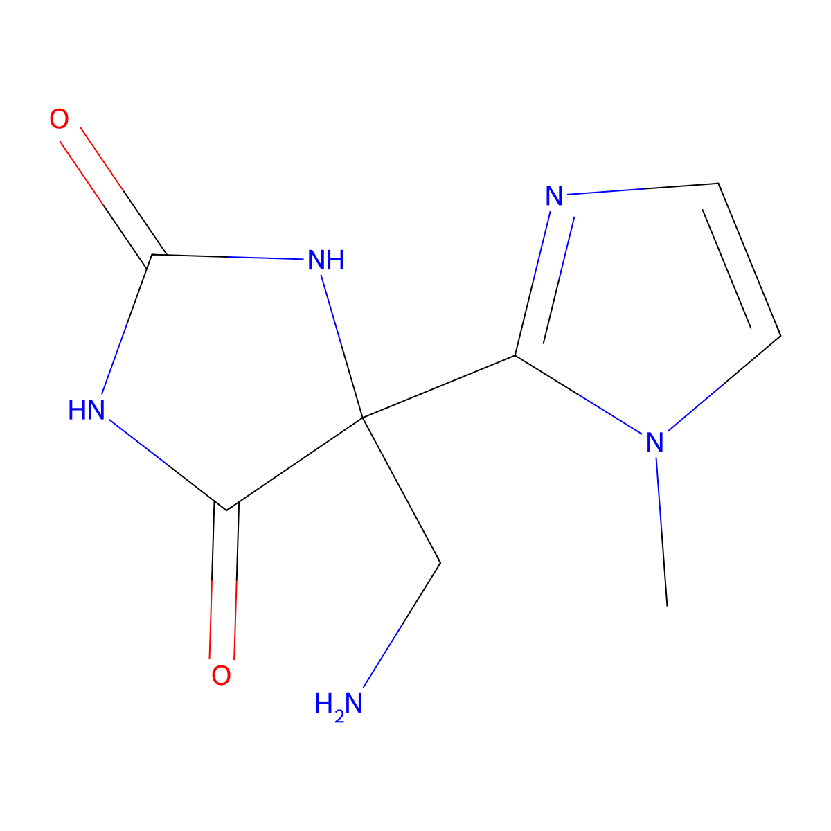 5-(aminomethyl)-5-(1-methyl-1H-imidazol-2-yl)imidazolidine-2,4-dione molecular structure, CAS 2174000-04-3