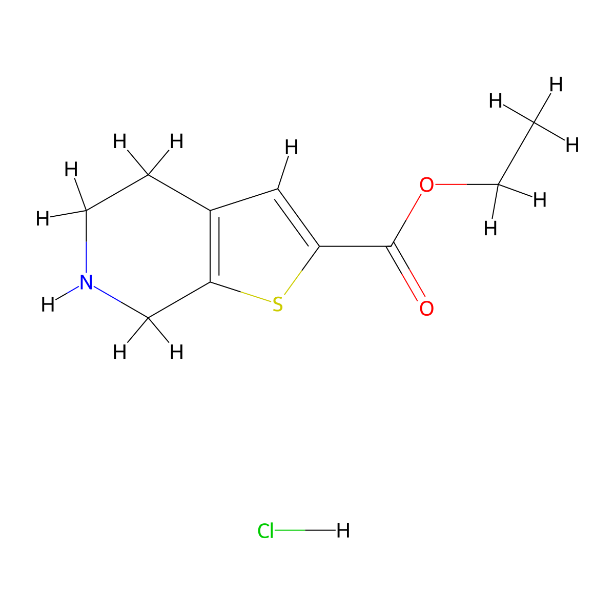 ethyl 4H,5H,6H,7H-thieno[2,3-c]pyridine-2-carboxylate hydrochloride molecular structure, CAS 2174000-07-6
