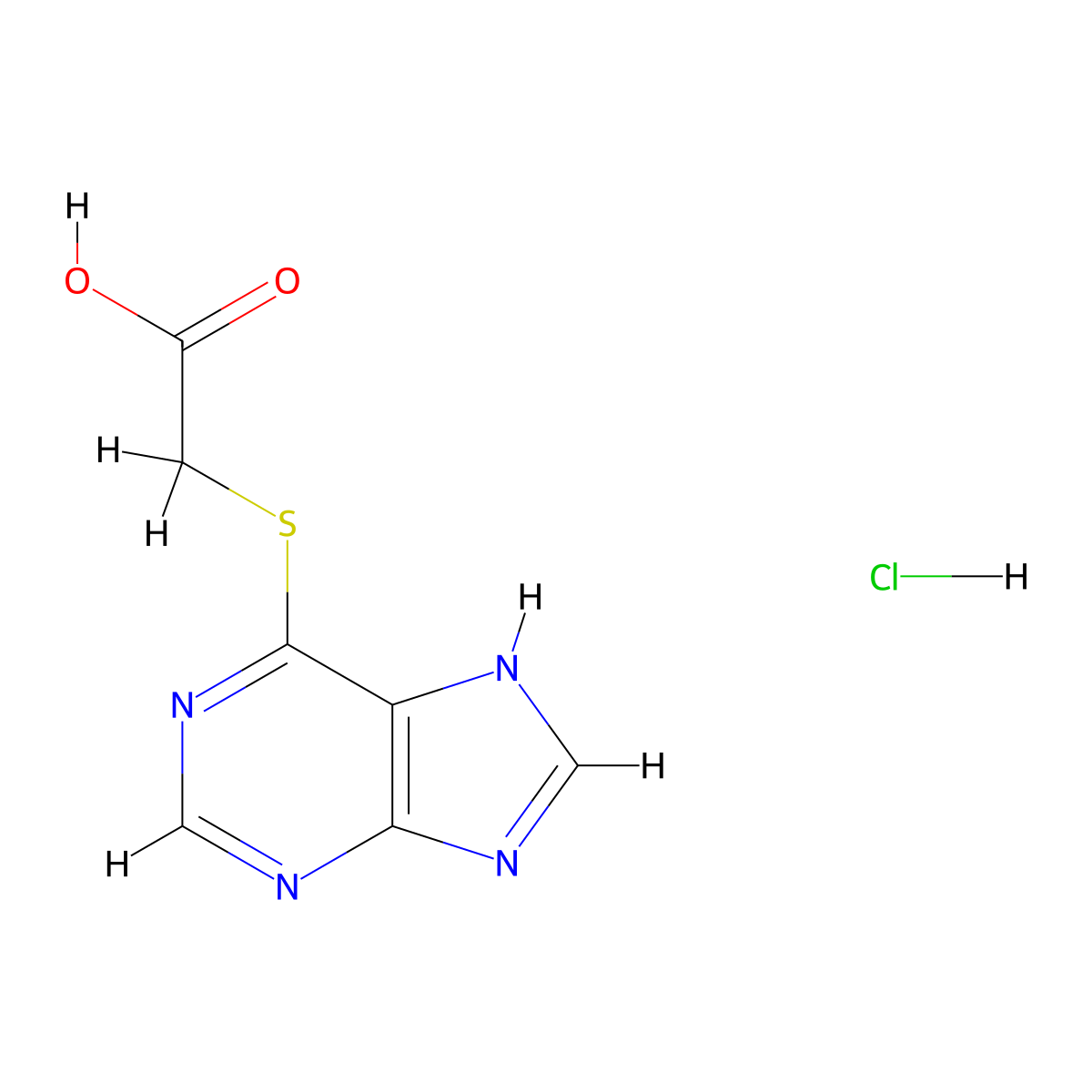 2-(7H-purin-6-ylsulfanyl)acetic acid hydrochloride molecular structure, CAS 2174000-09-8