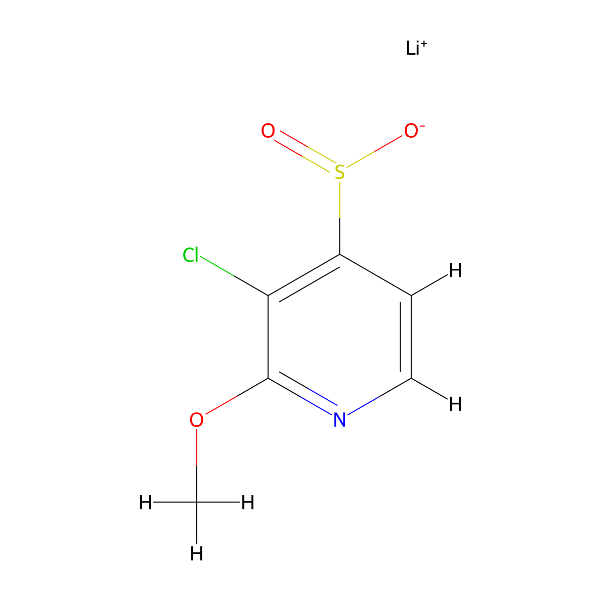 Lithium(1+) ion 3-chloro-2-methoxypyridine-4-sulfinate molecular structure, CAS 2174000-12-3