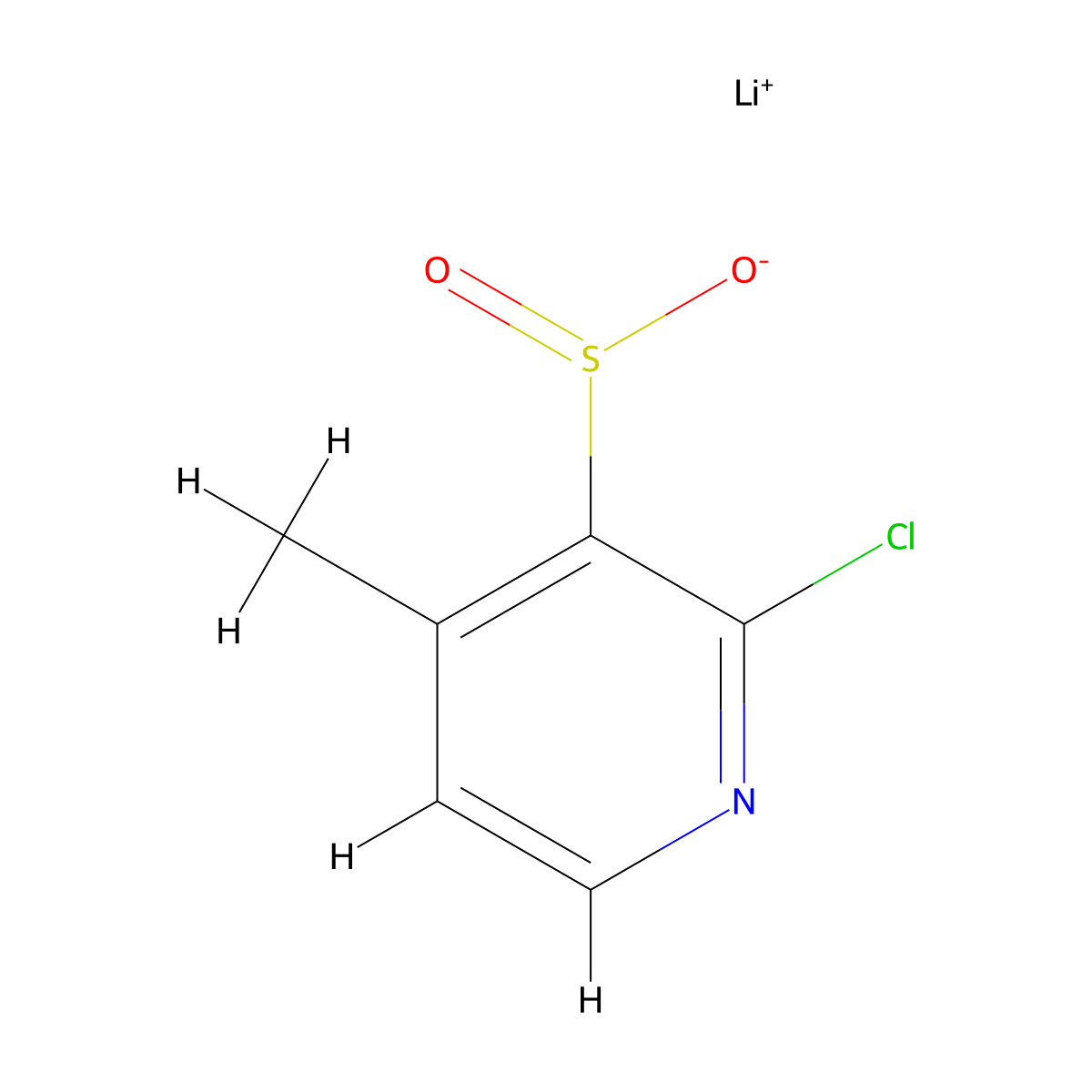 Lithium(1+) ion 2-chloro-4-methylpyridine-3-sulfinate molecular structure, CAS 2174000-18-9