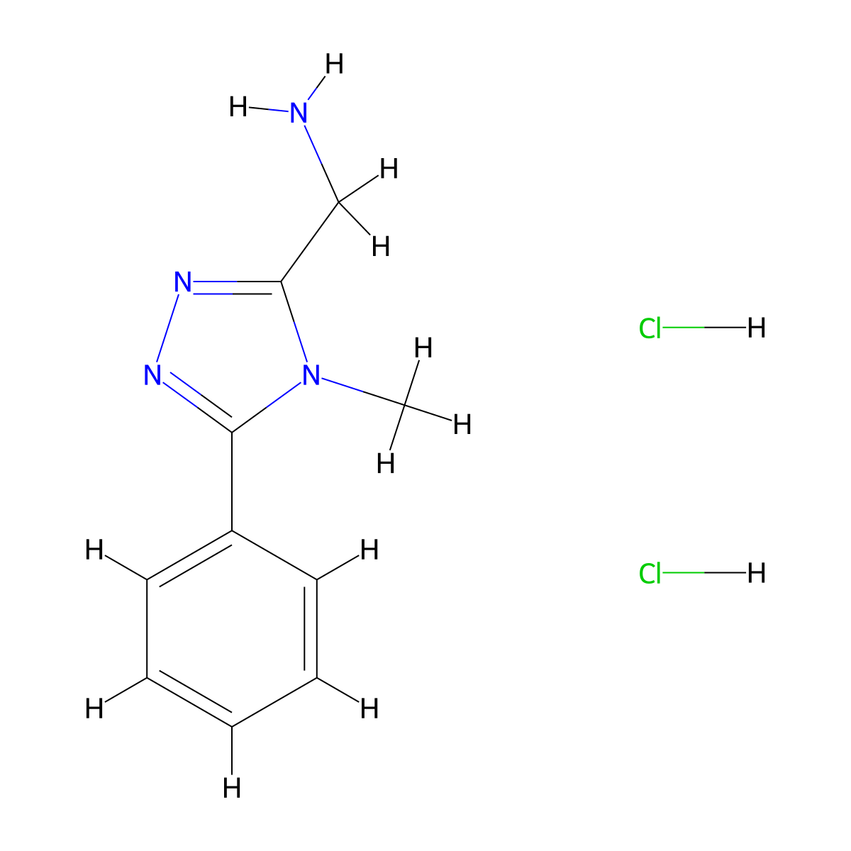 (4-methyl-5-phenyl-4H-1,2,4-triazol-3-yl)methanamine dihydrochloride molecular structure, CAS 2174000-22-5