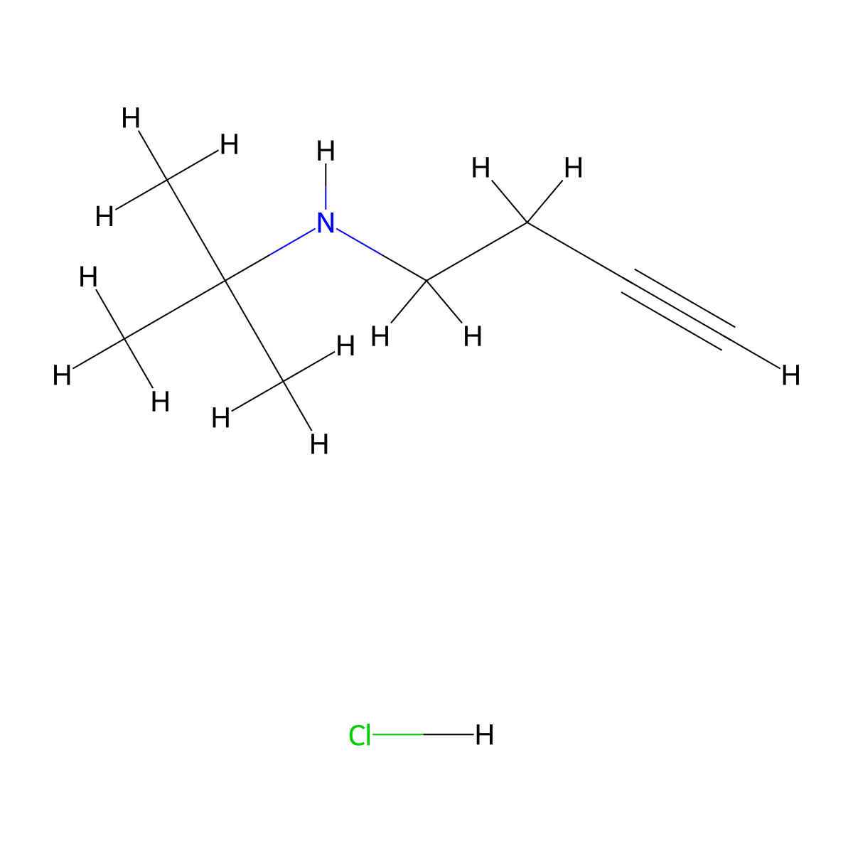(But-3-yn-1-yl)(tert-butyl)amine hydrochloride molecular structure, CAS 2174000-26-9