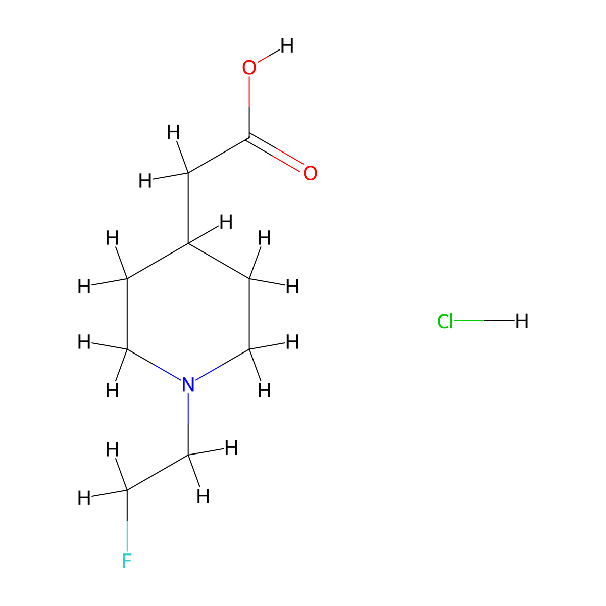 2-[1-(2-Fluoroethyl)piperidin-4-yl]acetic acid hydrochloride molecular structure, CAS 2174000-30-5