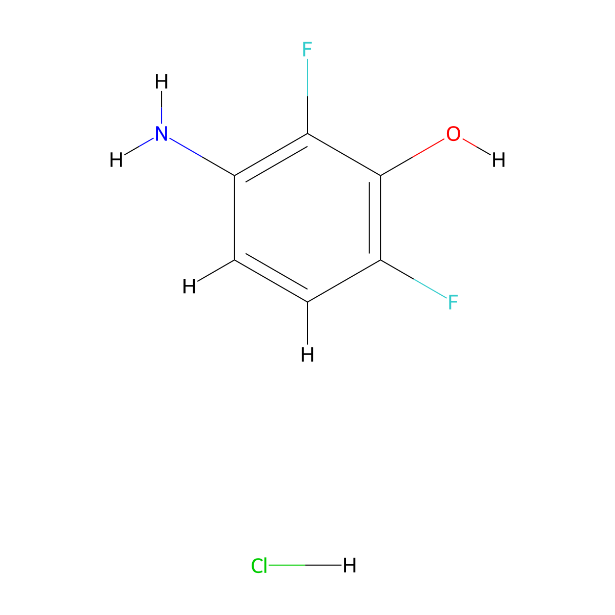 3-Amino-2,6-difluorophenol hydrochloride molecular structure, CAS 2174000-39-4