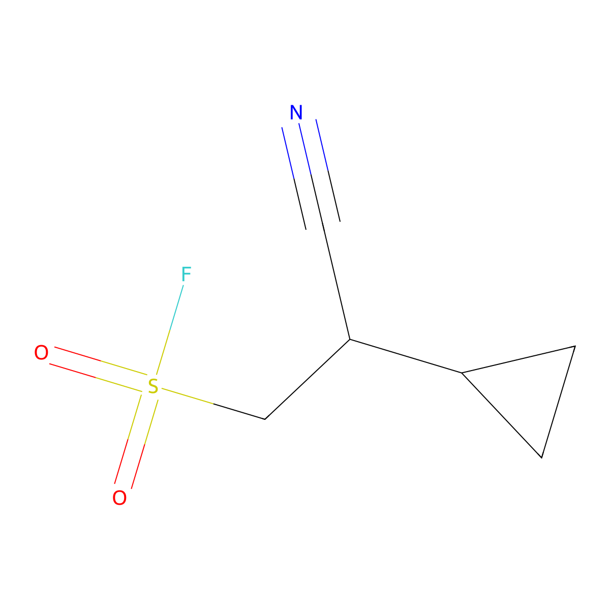 2-Cyano-2-cyclopropylethane-1-sulfonyl fluoride molecular structure, CAS 2174000-40-7