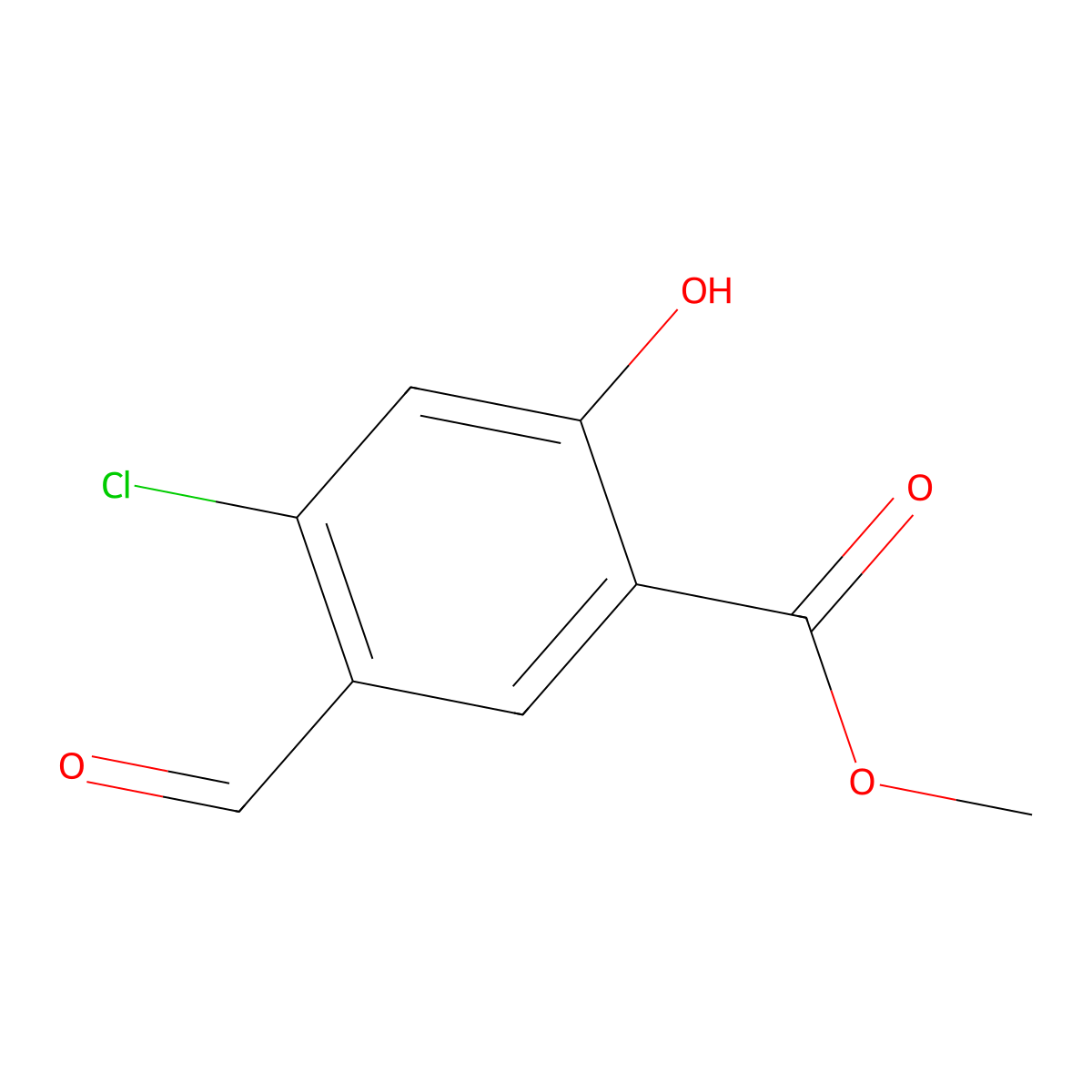 Methyl 4-chloro-5-formyl-2-hydroxybenzoate molecular structure, CAS 2174001-19-3