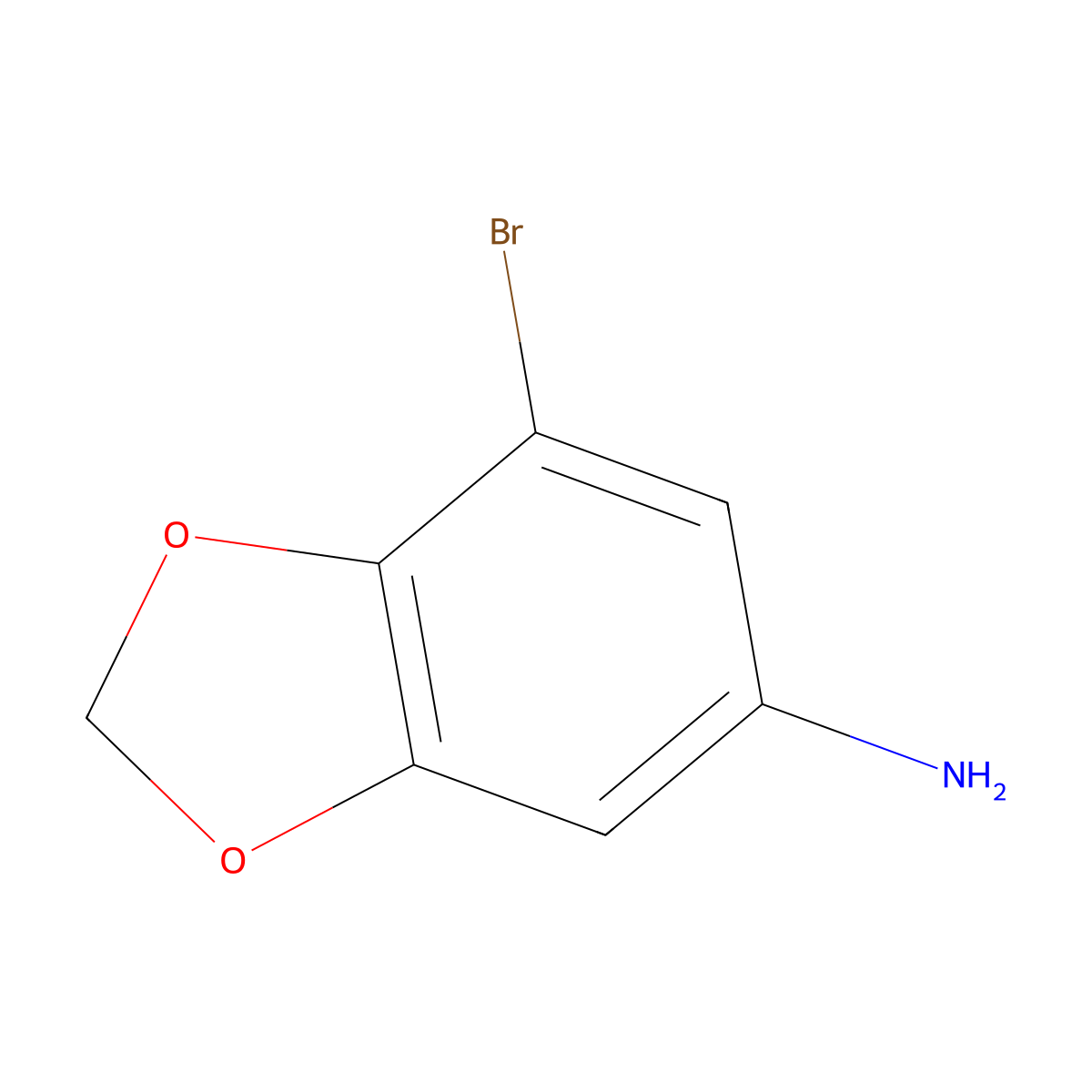 7-Bromo-1,3-dioxaindan-5-amine molecular structure, CAS 2174001-26-2