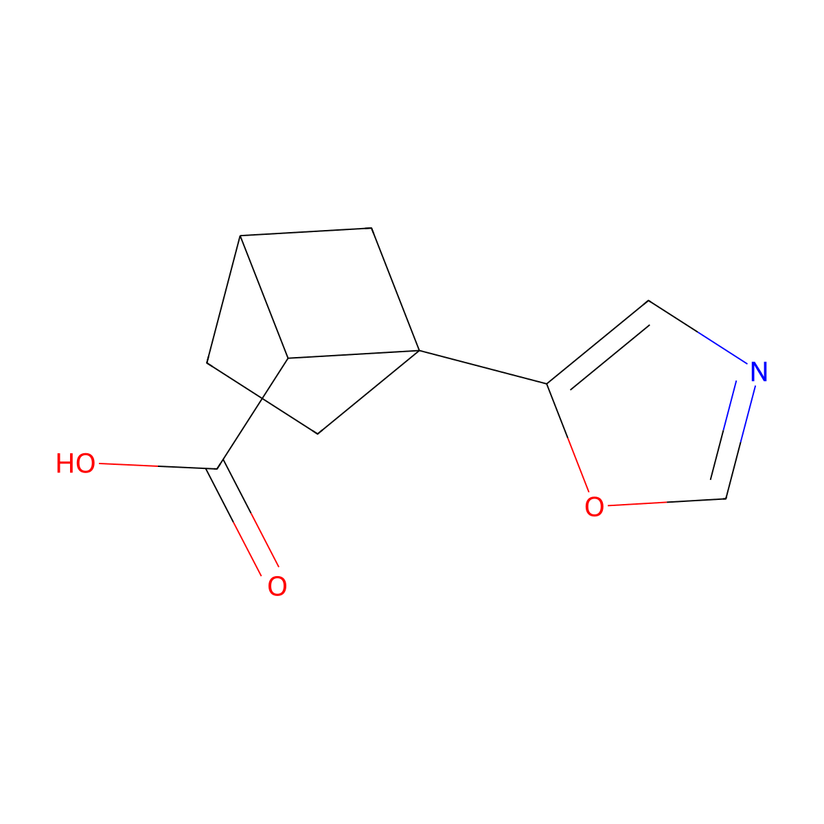 1-(1,3-Oxazol-5-yl)bicyclo(2.1.1)hexane-5-carboxylic acid molecular structure, CAS 2174001-35-3