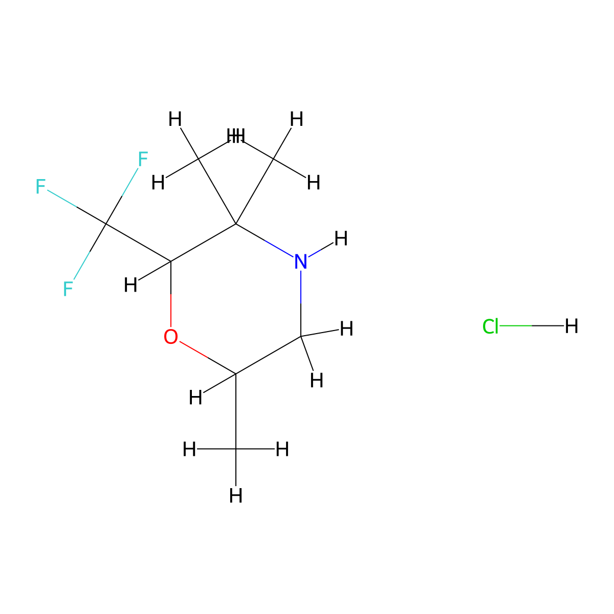 3,3,6-Trimethyl-2-(trifluoromethyl)morpholine hydrochloride molecular structure, CAS 2174001-36-4