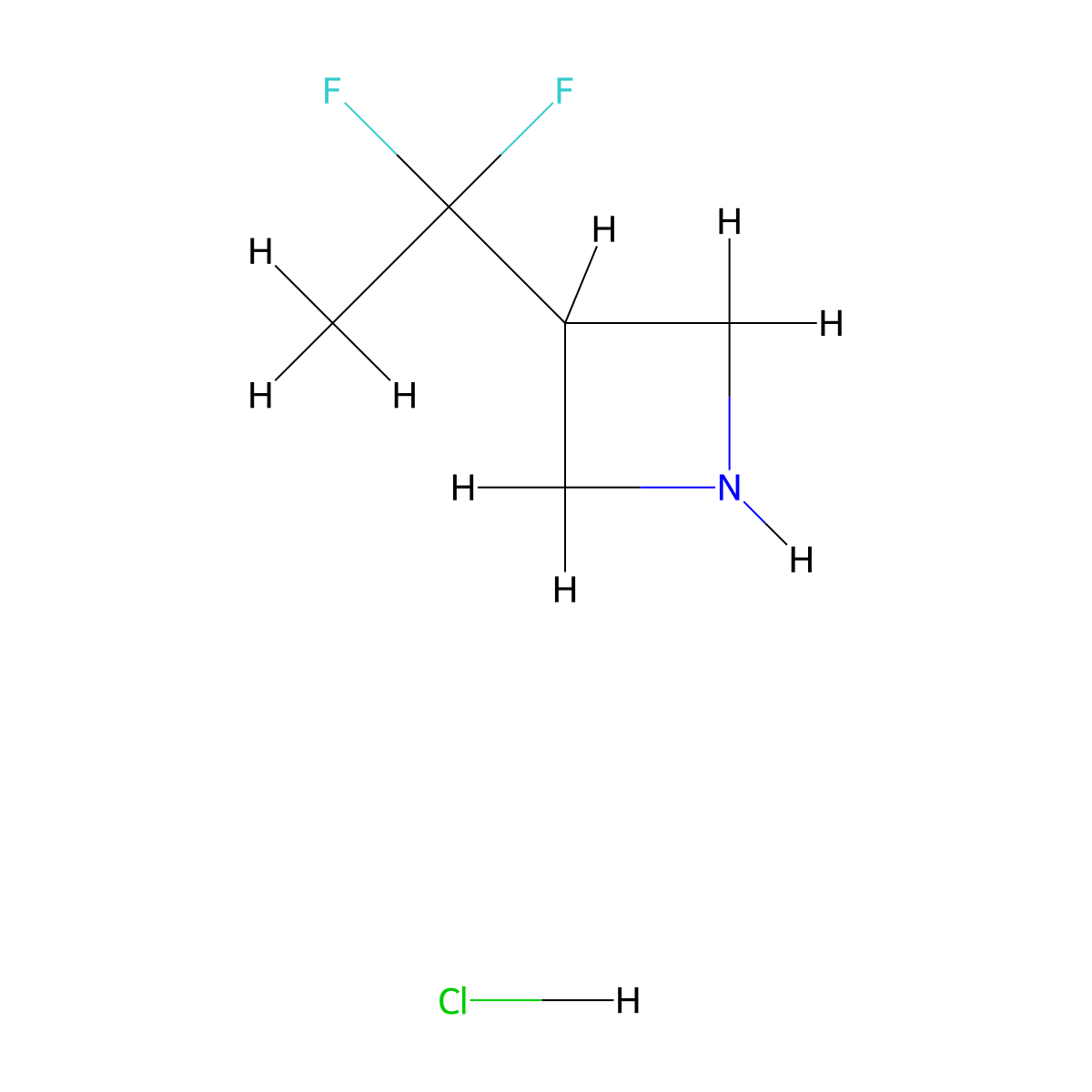 3-(1,1-Difluoroethyl)azetidine hydrochloride molecular structure, CAS 2174001-52-4