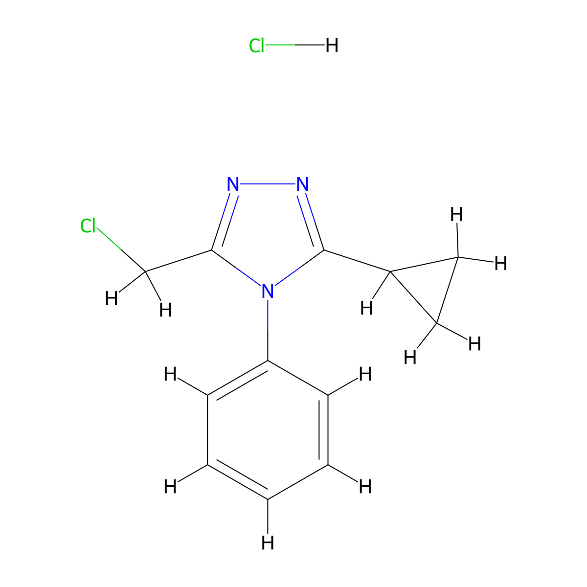 3-(Chloromethyl)-5-cyclopropyl-4-phenyl-4H-1,2,4-triazole hydrochloride molecular structure, CAS 2174001-53-5