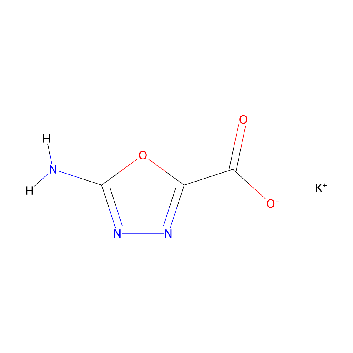 Potassium 5-amino-1,3,4-oxadiazole-2-carboxylate molecular structure, CAS 2174001-64-8