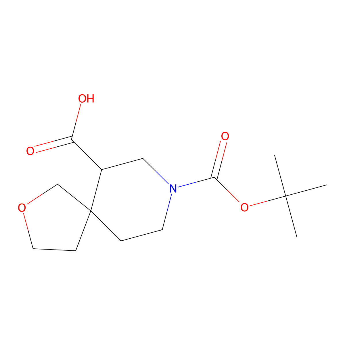 8-((Tert-butoxy)carbonyl)-2-oxa-8-azaspiro(4.5)decane-6-carboxylic acid molecular structure, CAS 2174001-65-9