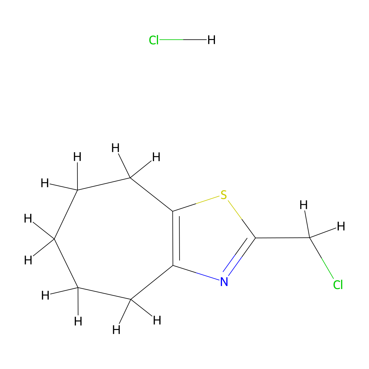 2-(chloromethyl)-4H,5H,6H,7H,8H-cyclohepta[d][1,3]thiazole hydrochloride molecular structure, CAS 2174001-68-2