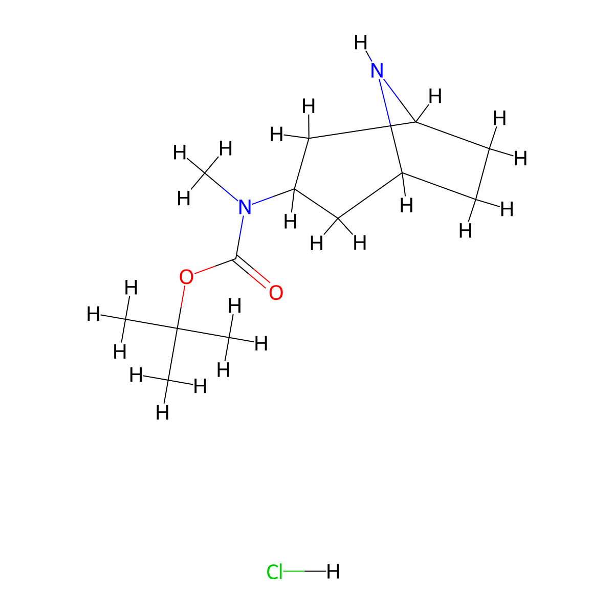 tert-butyl N-{8-azabicyclo[3.2.1]octan-3-yl}-N-methylcarbamate hydrochloride molecular structure, CAS 2174001-75-1