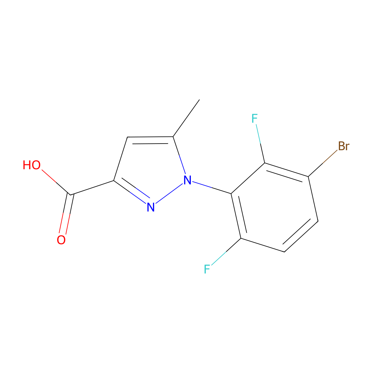 1-(3-Bromo-2,6-difluorophenyl)-5-methyl-1H-pyrazole-3-carboxylic acid molecular structure, CAS 2174001-86-4