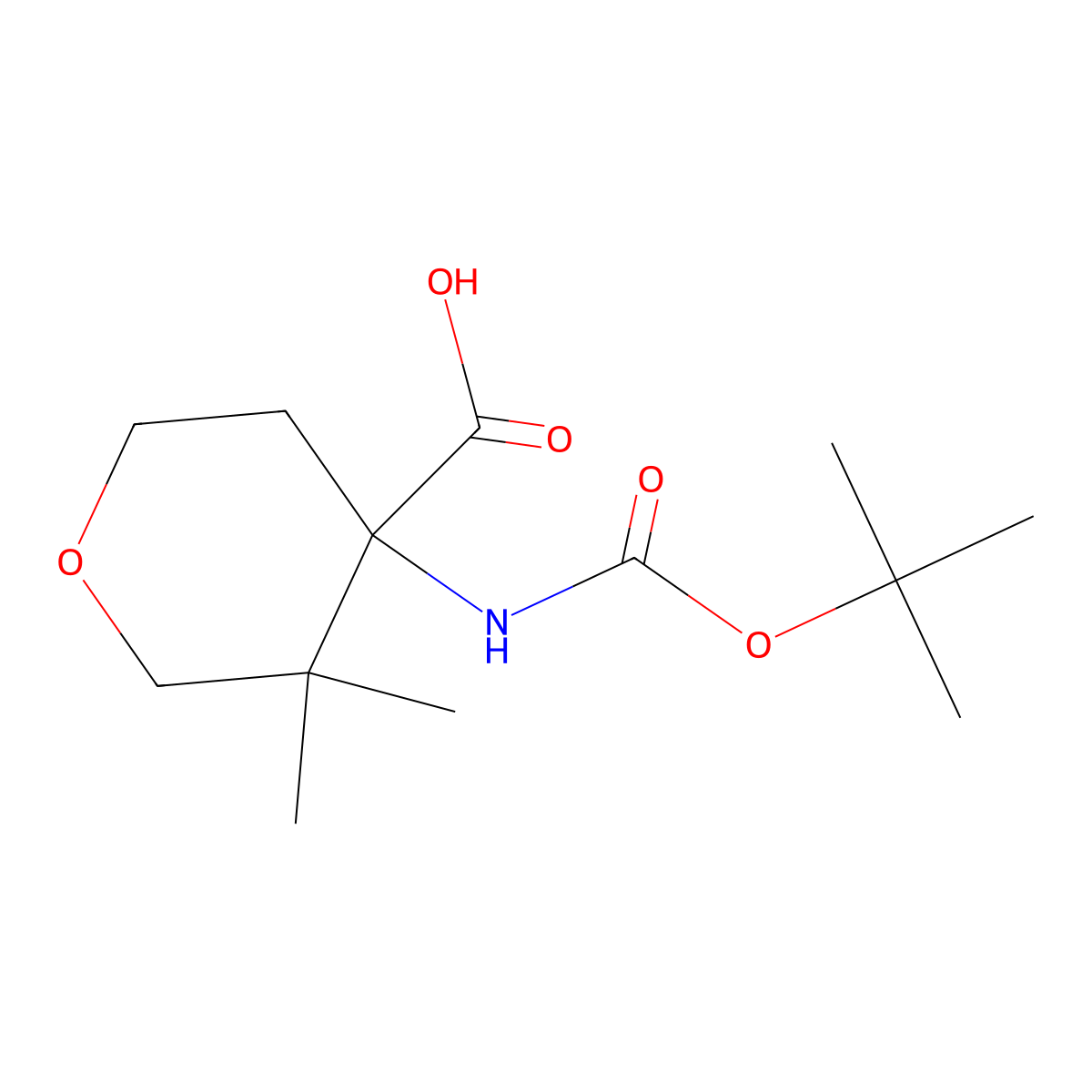 4-{[(Tert-butoxy)carbonyl]amino}-3,3-dimethyloxane-4-carboxylic acid molecular structure, CAS 2174001-93-3