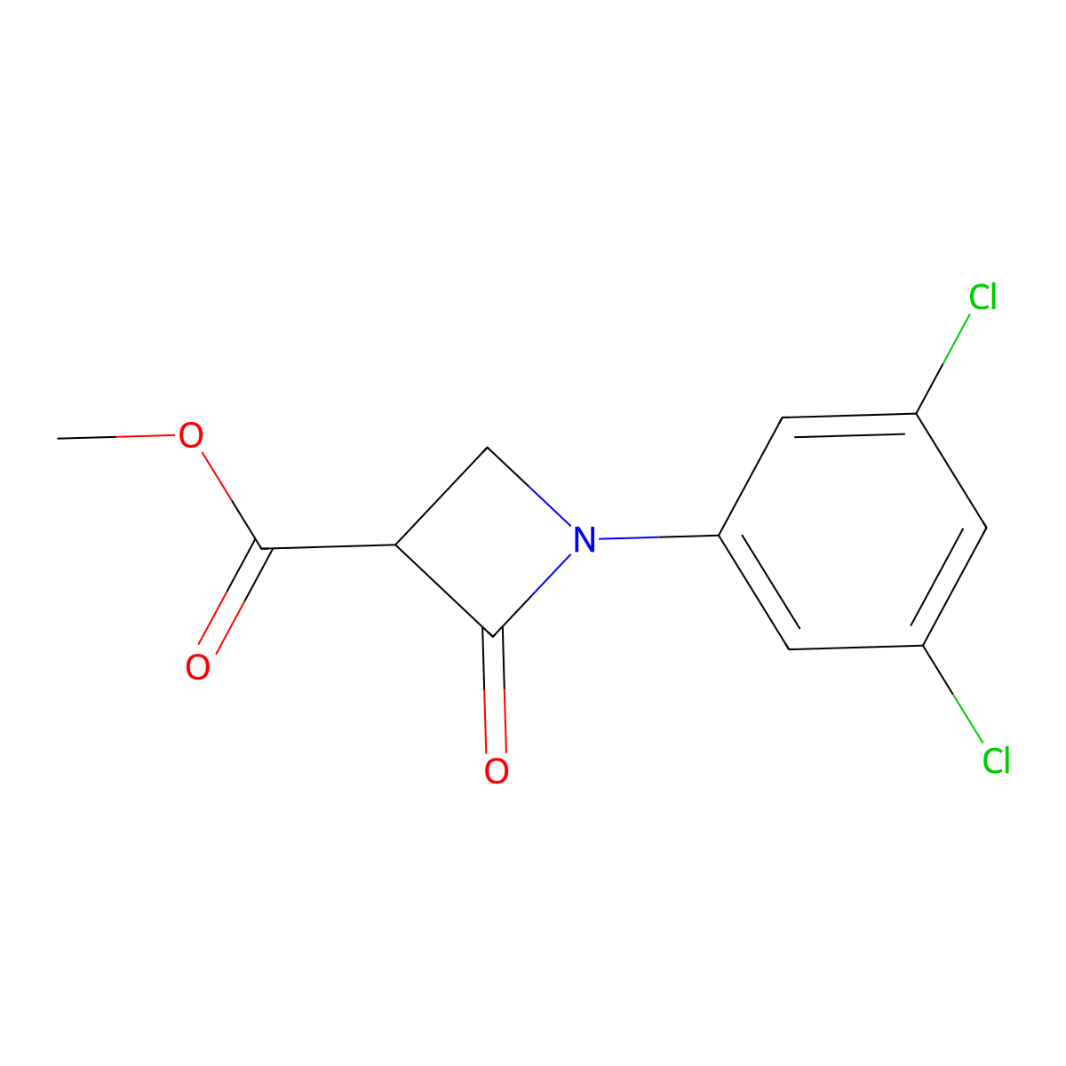 Methyl 1-(3,5-dichlorophenyl)-2-oxoazetidine-3-carboxylate molecular structure, CAS 2174002-01-6