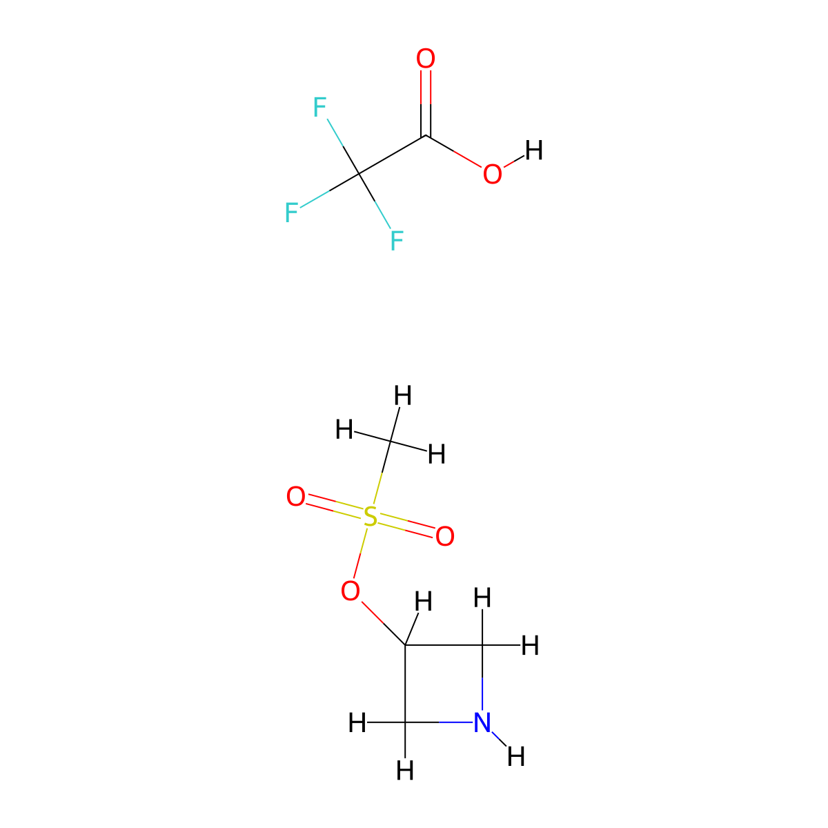 Azetidin-3-yl methanesulfonate; trifluoroacetic acid molecular structure, CAS 2174002-12-9