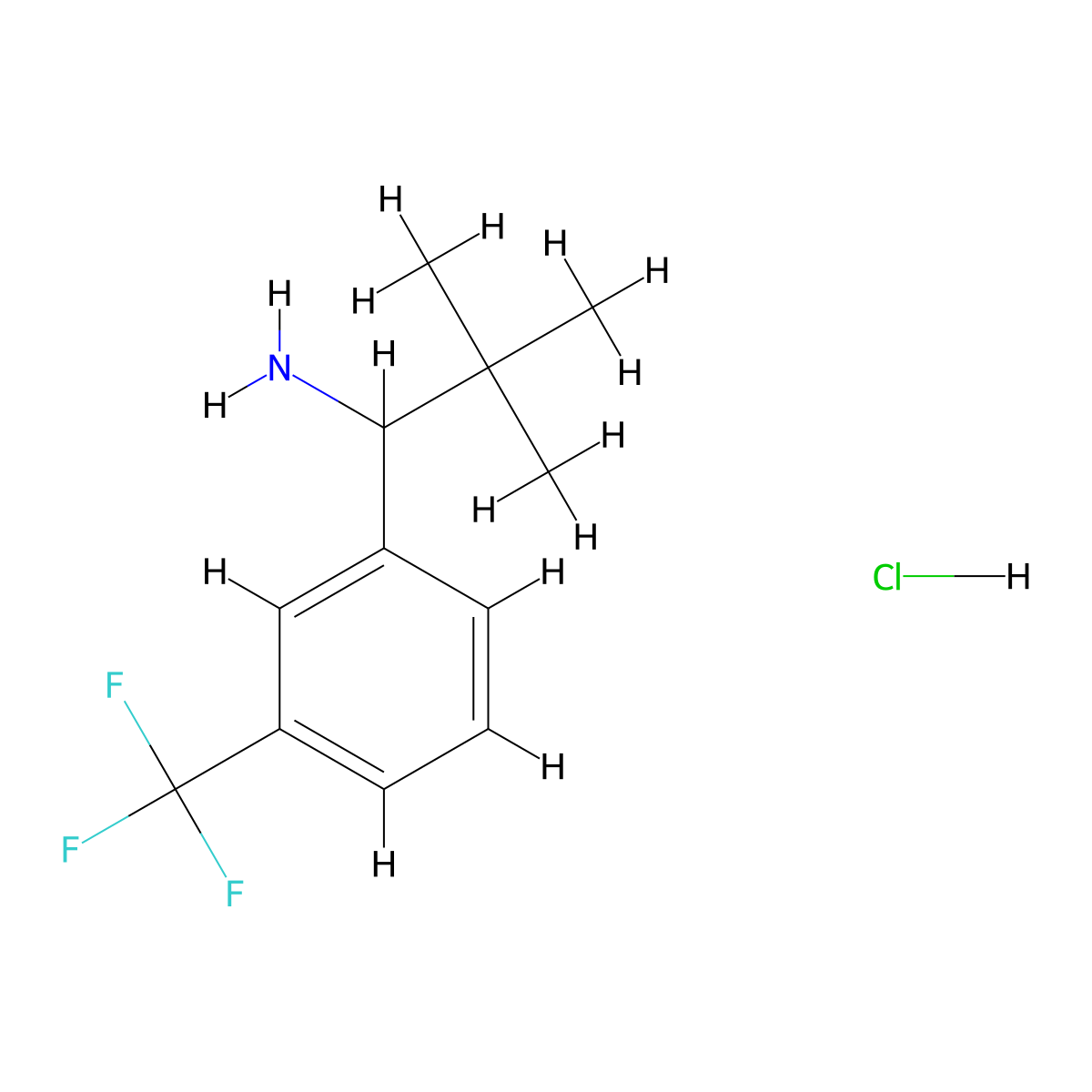 2,2-Dimethyl-1-[3-(trifluoromethyl)phenyl]propan-1-amine hydrochloride molecular structure, CAS 2174002-15-2