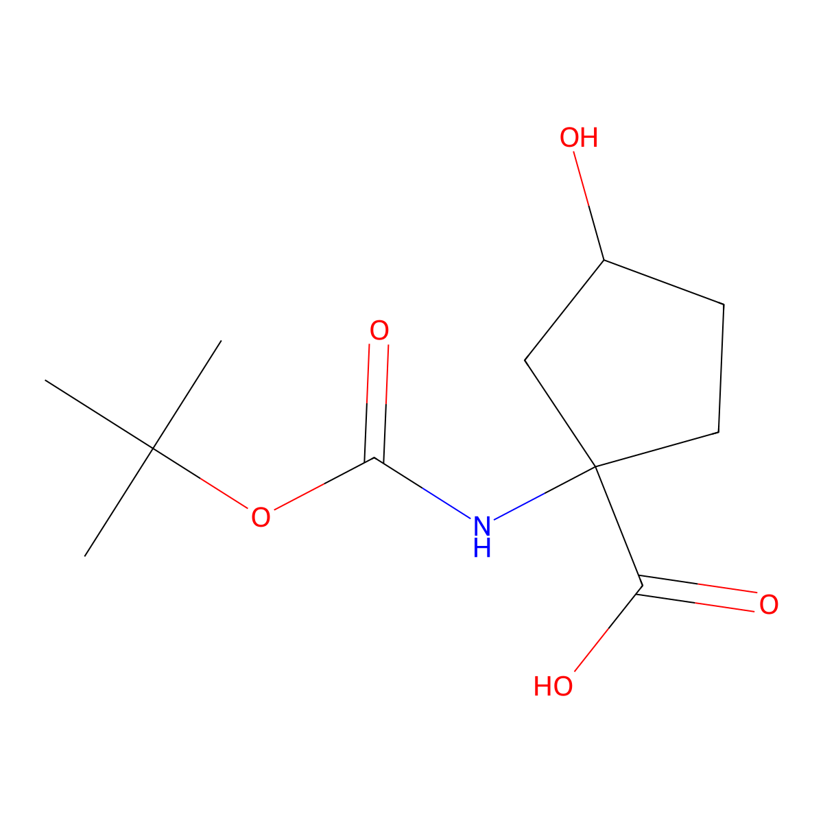 rac-(1R,3S)-1-{[(tert-butoxy)carbonyl]amino}-3-hydroxycyclopentane-1-carboxylic acid molecular structure, CAS 2174002-17-4