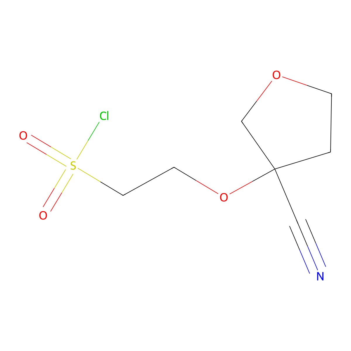2-[(3-Cyanooxolan-3-yl)oxy]ethane-1-sulfonyl chloride molecular structure, CAS 2174002-19-6