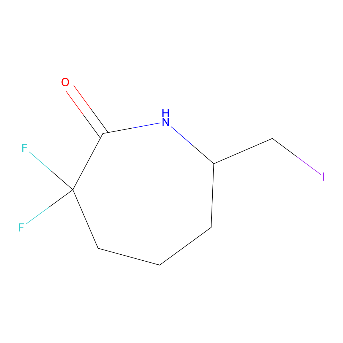 3,3-Difluoro-7-(iodomethyl)azepan-2-one molecular structure, CAS 2174002-22-1