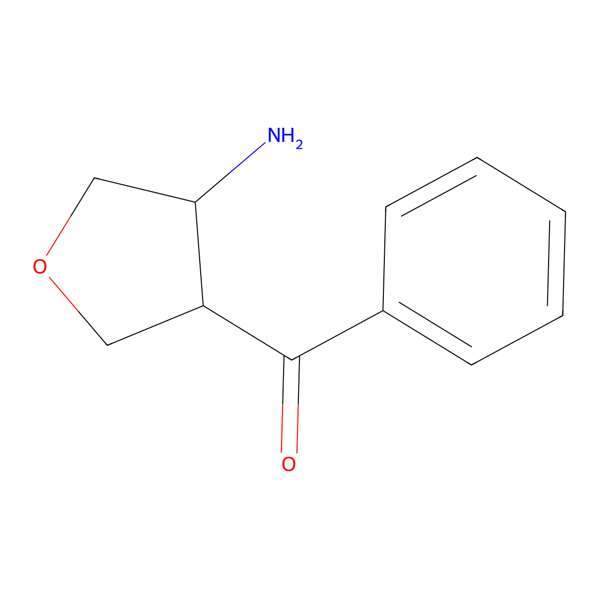 rac-(3R,4R)-4-benzoyloxolan-3-amine molecular structure, CAS 2174002-23-2