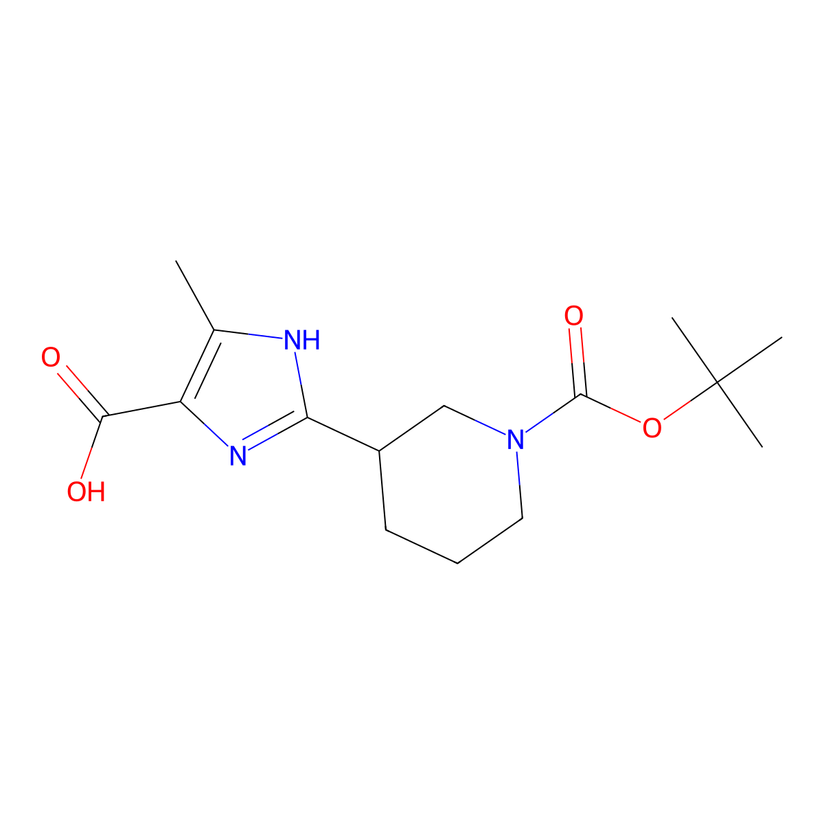 2-{1-[(tert-butoxy)carbonyl]piperidin-3-yl}-4-methyl-1H-imidazole-5-carboxylic acid molecular structure, CAS 2174002-25-4