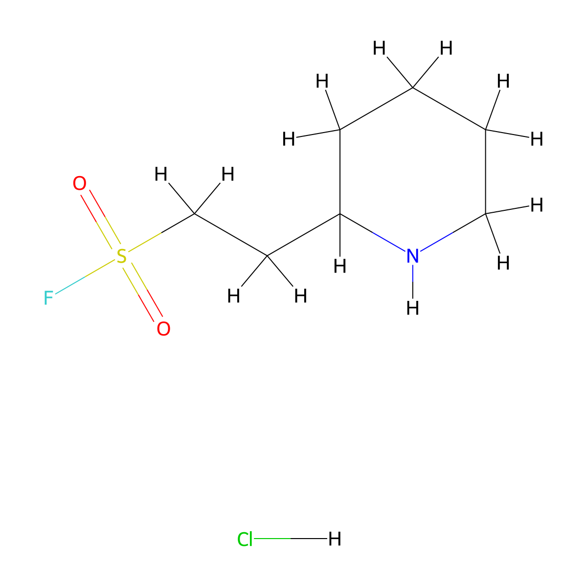2-(Piperidin-2-yl)ethane-1-sulfonyl fluoride hydrochloride molecular structure, CAS 2174002-27-6