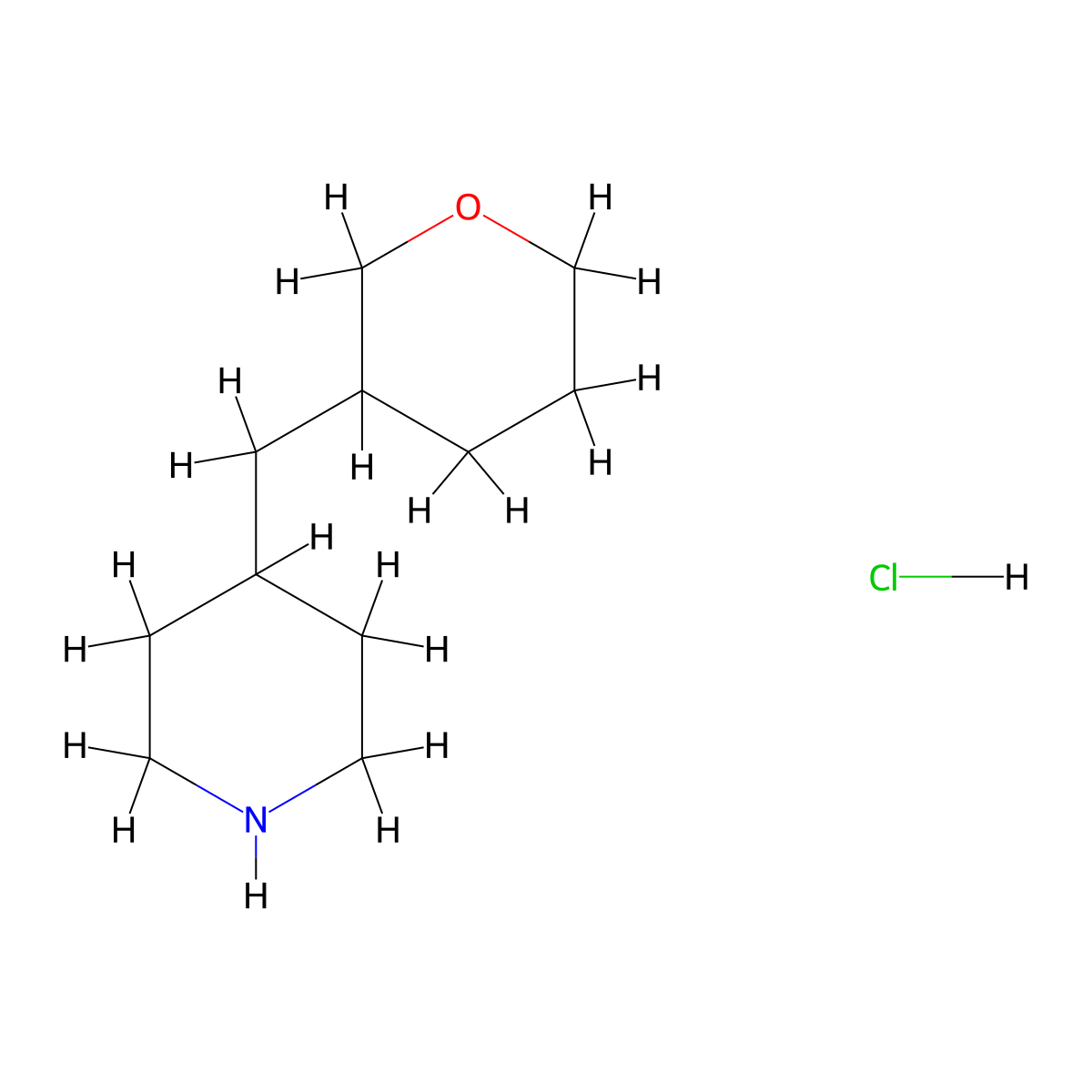 4-((Oxan-3-yl)methyl)piperidine hydrochloride molecular structure, CAS 2174002-30-1