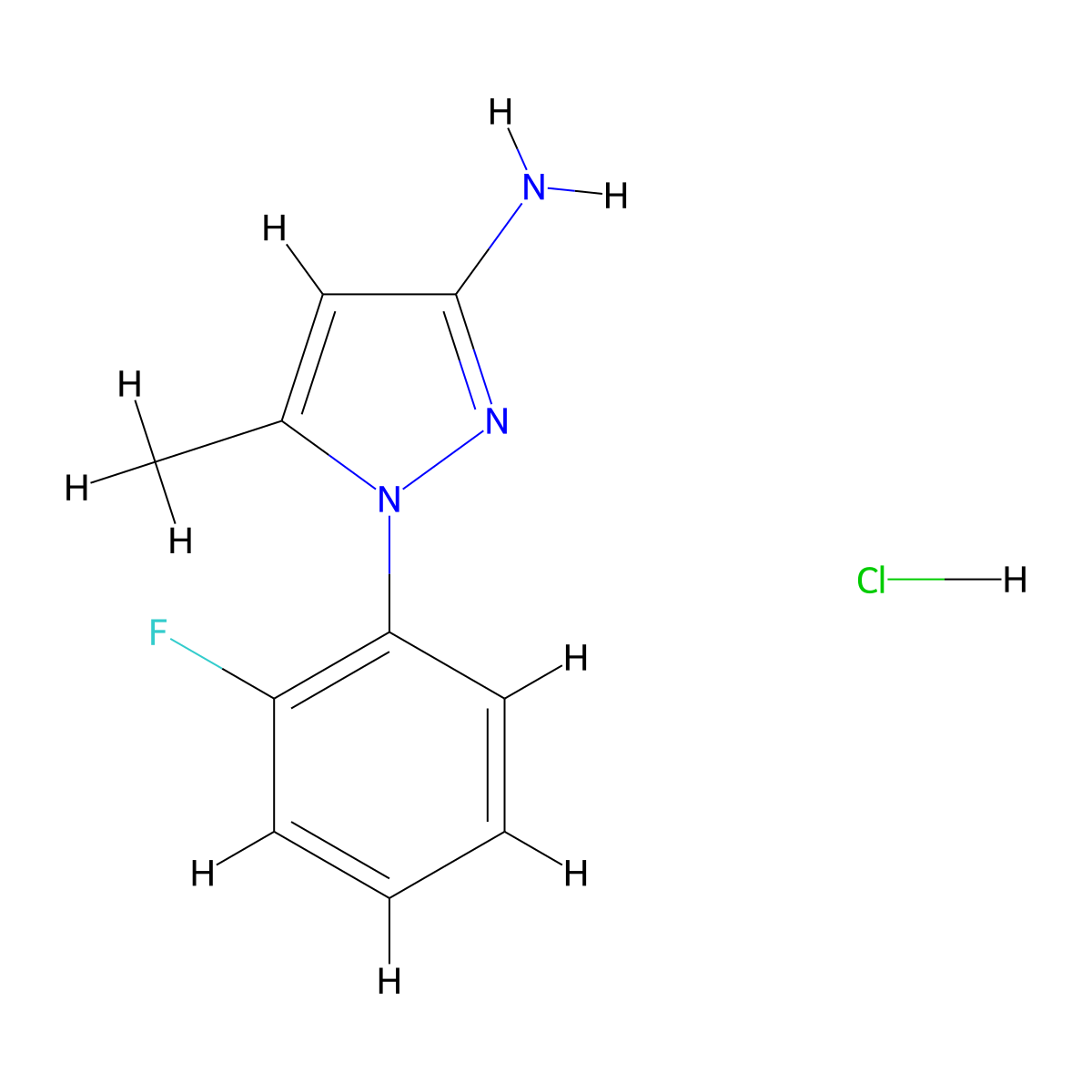 1-(2-Fluorophenyl)-5-methyl-1H-pyrazol-3-amine hydrochloride molecular structure, CAS 2174002-35-6