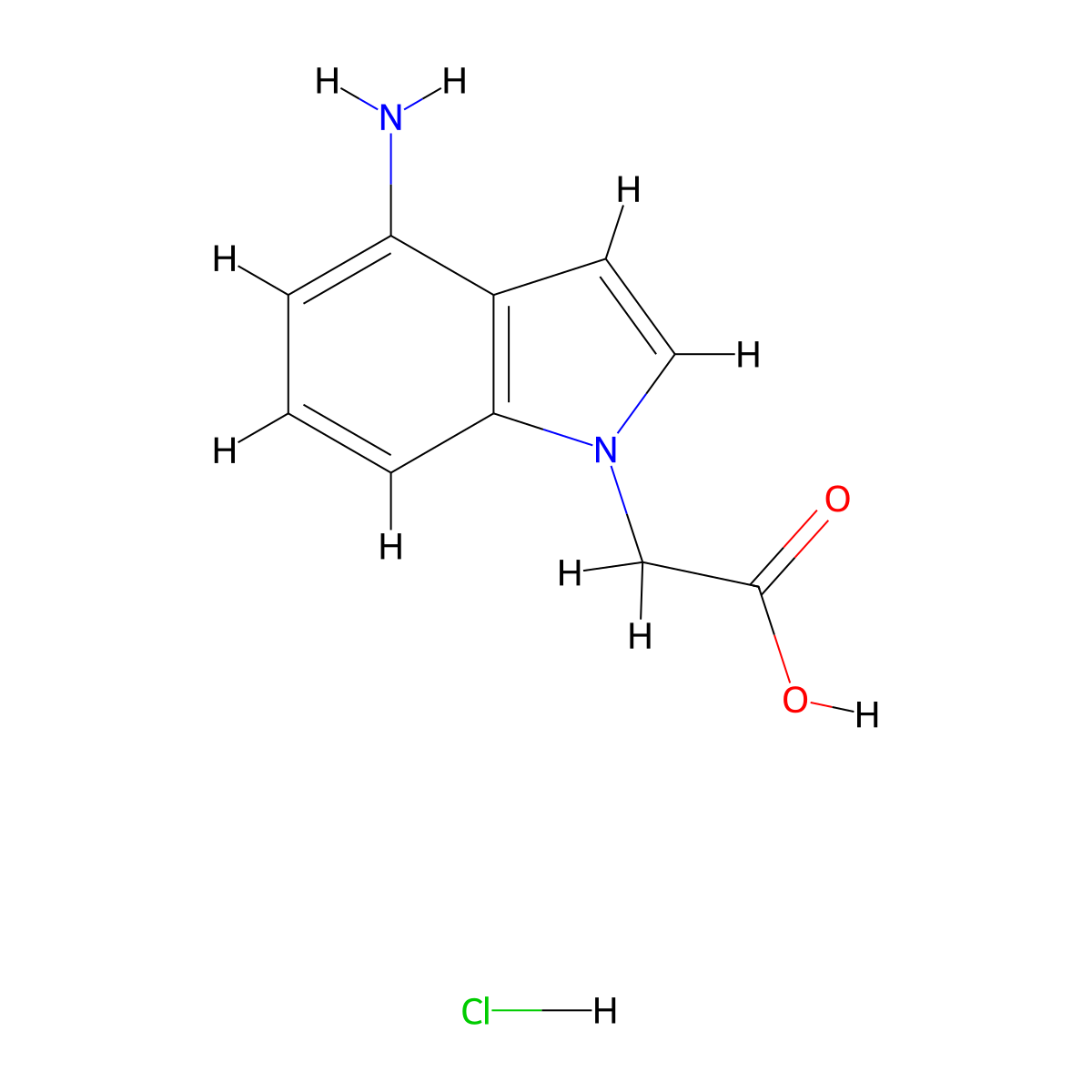 2-(4-amino-1H-indol-1-yl)acetic acid hydrochloride molecular structure, CAS 2174002-36-7
