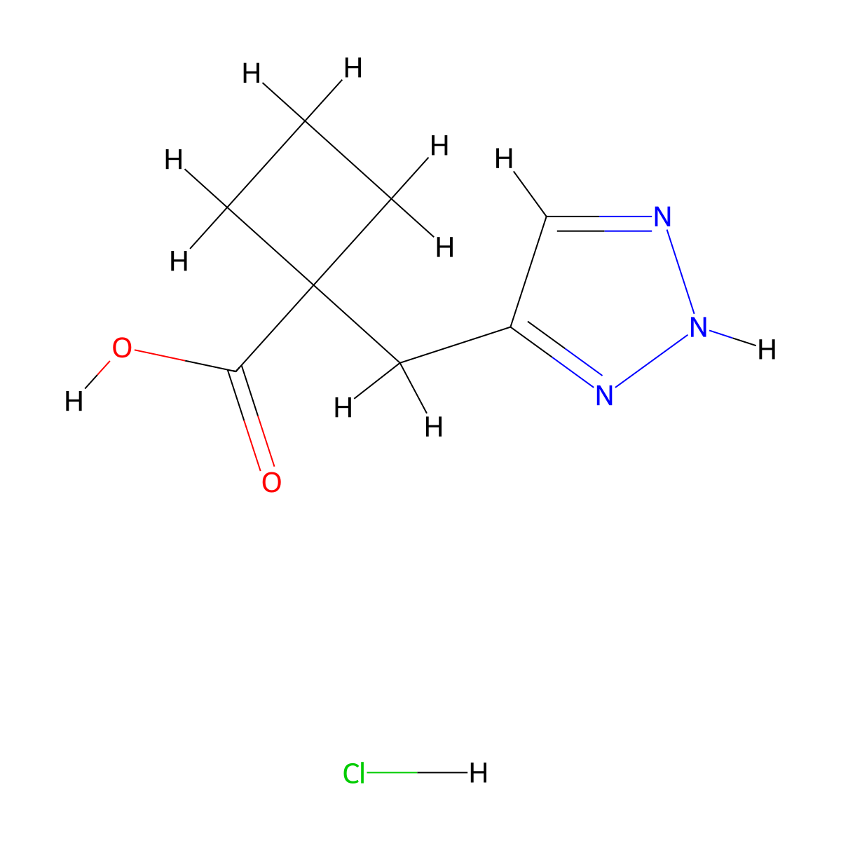 1-[(1H-1,2,3-triazol-5-yl)methyl]cyclobutane-1-carboxylic acid hydrochloride molecular structure, CAS 2174002-48-1