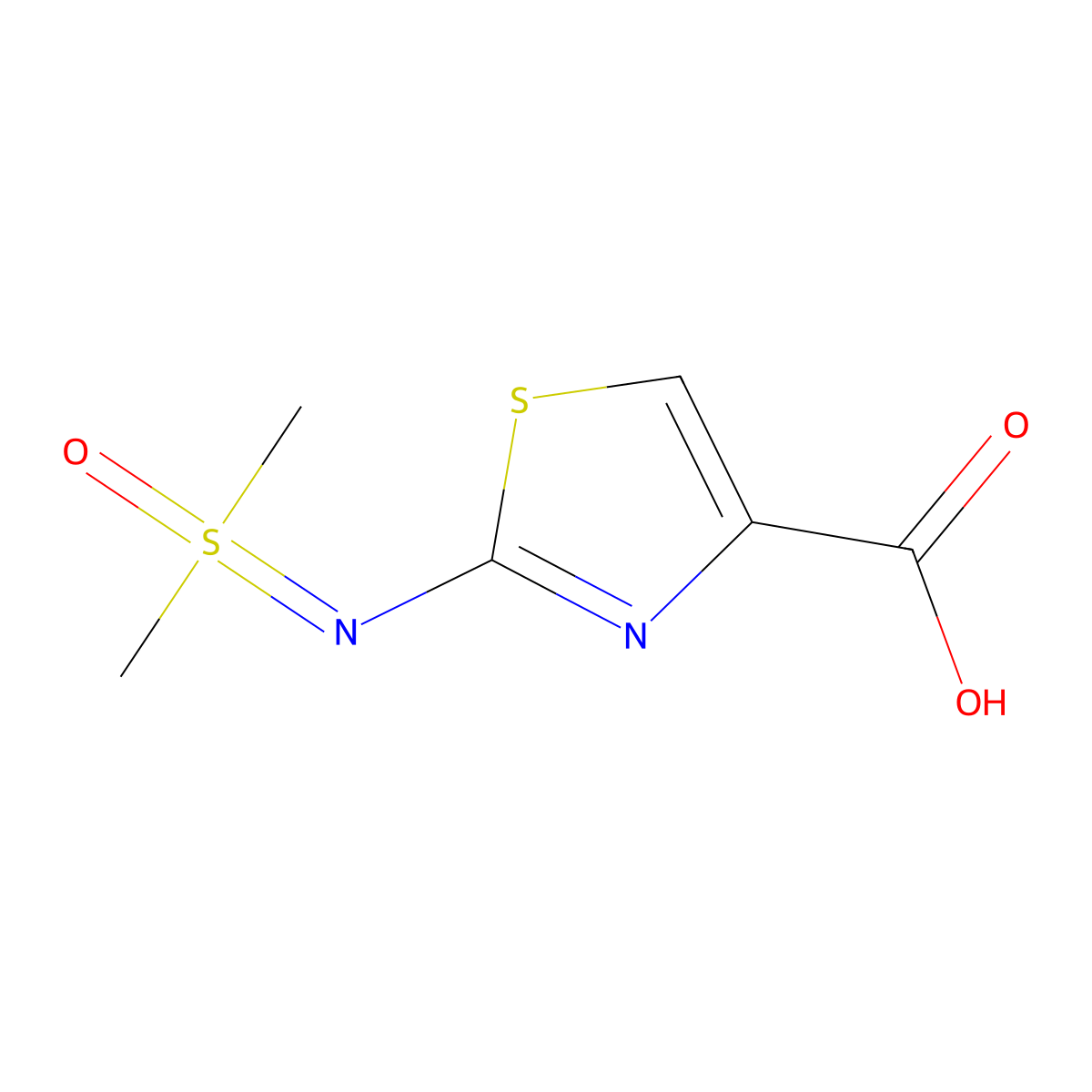 2-{[Dimethyl(oxo)-lambda6-sulfanylidene]amino}-1,3-thiazole-4-carboxylic acid molecular structure, CAS 2174002-54-9