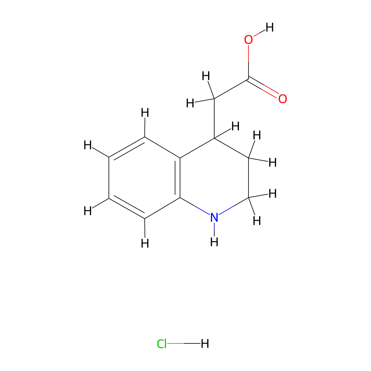 2-(1,2,3,4-Tetrahydroquinolin-4-yl)acetic acid hydrochloride molecular structure, CAS 2174002-63-0