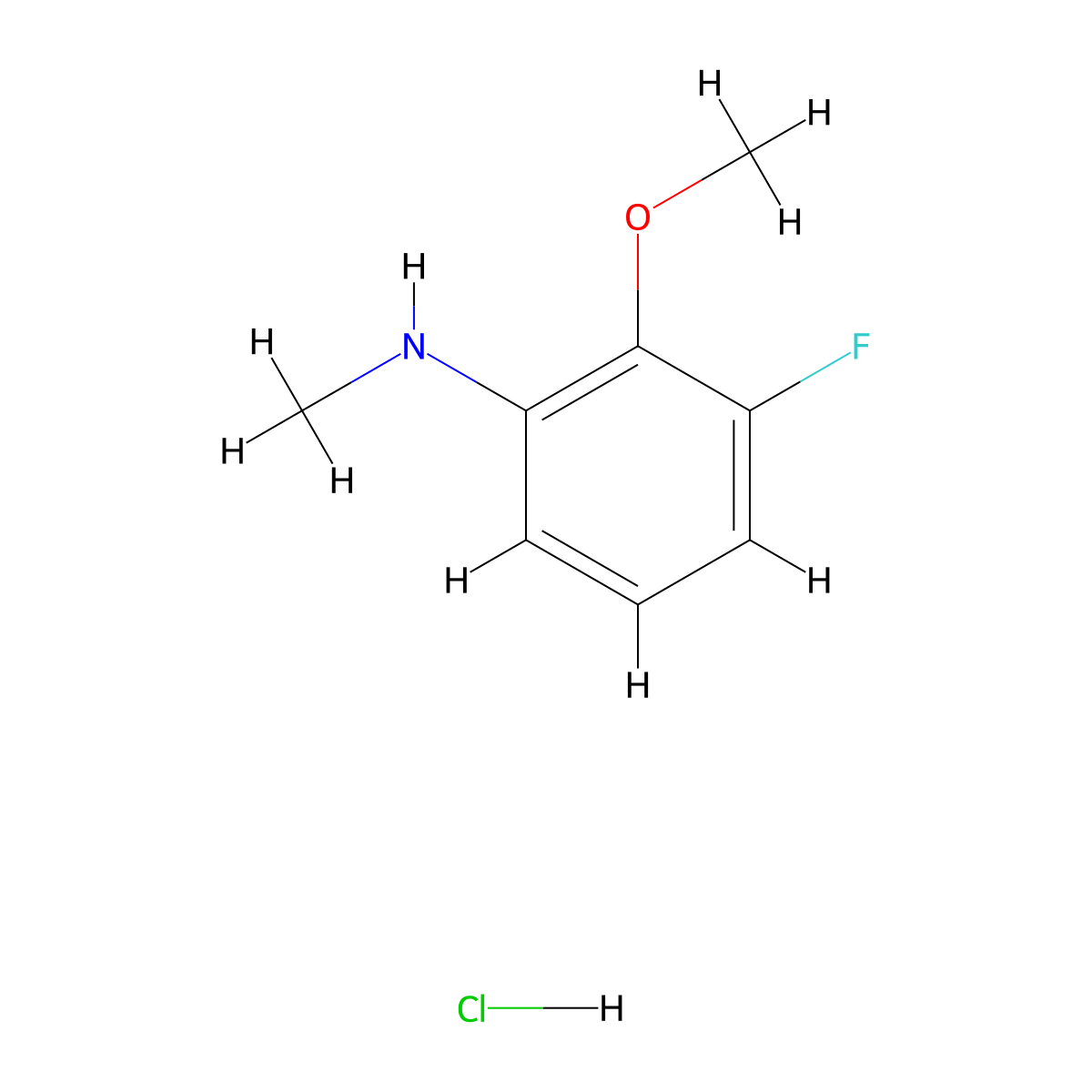 3-fluoro-2-methoxy-N-methylaniline hydrochloride molecular structure, CAS 2174007-54-4